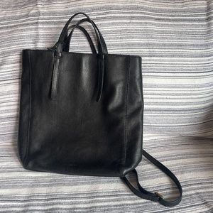 Fossil black leather convertible backpack circa 2019